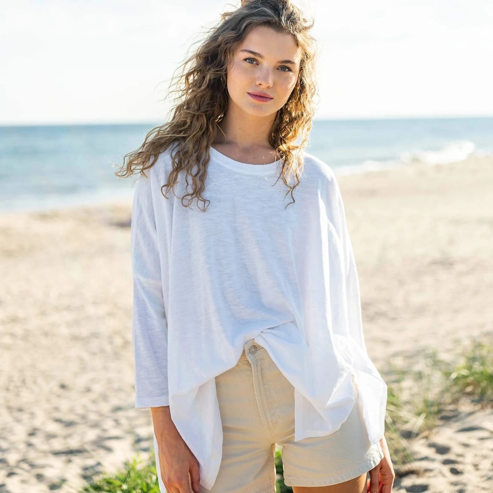 New w/o Tags ~ Mersea White Catalina Slub Tee ~ One Size - 100% cotton